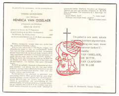 DP Henrica Van Osselaer ° Sinaai 1903 † Sint-Niklaas 1955 X Remi De Witte // Van Clapdorp De Wilde - Andachtsbilder