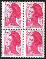 France Poste Obl Yv:2486 Mi:2632 Liberté De Gandon Bloc De 4 (Lign.Ondulées) - Used Stamps