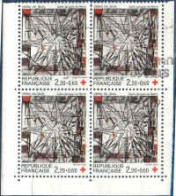 France Poste Obl Yv:2449a Mi:2582C Viera Da Silva St-Jacques De Reims Vitrail Bloc De 4 (Obl.mécanique) - Used Stamps