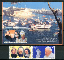 MALTA 2001** - Papa Giovanni Paolo II - Miniblock + 2 Val. MNH. - Papi