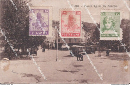 Am774 Cartolina Fiume Piazza Iginio De Scarpa Tram Croazia - Other & Unclassified