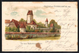 Lithographie Dinkelsbühl, Vor Dem Rothenburger Thor  - Rothenburg O. D. Tauber
