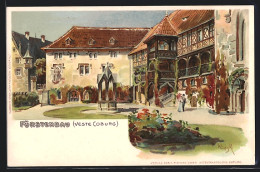 Lithographie Coburg, Hof Der Veste  - Coburg