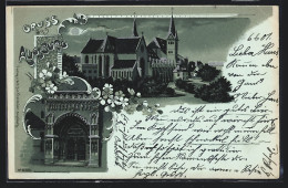 Mondschein-Lithographie Augsburg, Dom Mit Anlagen, Portal  - Augsburg