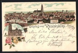 Lithographie Regensburg, Panorama Und Dom  - Regensburg