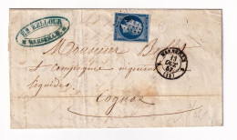 Lettre 1857 Marseille Bellcour Bouches Du Rhône Cognac Vermouth Charente Bellot & Cie - 1853-1860 Napoléon III.