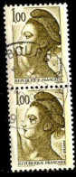 France Poste Obl Yv:2185 Mi:2306A Liberté De Delacroix Paire (TB Cachet Rond) - Used Stamps