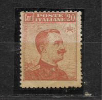 1916 - 20 CENT. N.107 - SENZA FILIGRANA - GOMMA INTEGRA. - Mint/hinged