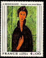 France Poste Obl Yv:2109 Mi:2227 Modigliani Femme Aux Yeux Bleus (cachet Rond) Cachet Rouge - Gebruikt