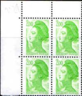 France Poste N** Yv:2188 Mi:2309A Liberté De Delacroix (4x Coin De Feuil) - Unused Stamps