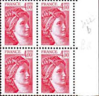 France Poste N** Yv:2122b Mi:2239z Sabine De David Bloc De 4 Bord De Feuille - Unused Stamps