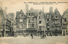 37 - Tours - Vieilles Maison - Place Plumereau - Animée - Boucherie - Epicerie-Comptoir - Correspondance - Oblitération  - Tours