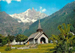 74 - Chamonix - Mont-Blanc - Chapelle Des Praz - Le Dru - Aiguille Verte - CPM - Voir Scans Recto-Verso - Chamonix-Mont-Blanc