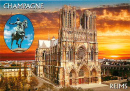 51 - Reims - Cathédrale Notre Dame - Statue équestre De Jeanne D'Arc En Médaillon - CPM - Carte Neuve - Voir Scans Recto - Reims
