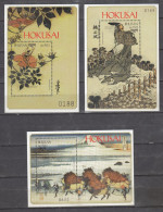 BHUTAN, 1999,  The 150th Anniversary Of The Death Of Katsushika Hokusai, 1760-1849, MS 3 V, MNH, (**) - Bhoutan
