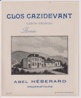 Etiket Etiquette - Vin Wijn - Canon Fronsac - Clos Cazidevant - Abel Héberard - Andere & Zonder Classificatie