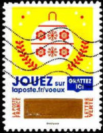 France Poste AA Obl Yv:1647 Mi:7203 Jouez Grattez Ici Boulle De Noël (Lign.Ondulées) - Oblitérés