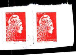France Poste AA Obl Yv:1599 Mi:7084yBc Marianne L'engagée Yseultyz Catelin Paire (Beau Cachet Rond) Sur Fragment - Used Stamps