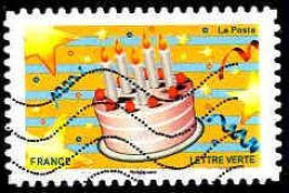 France Poste AA Obl Yv:1559 Mi:7005 Emoji Gateau D'anniversaire (Lign.Ondulées) - Oblitérés