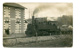 CARTE PHOTO - GARE D' EUGENIE-LES-BAINS (Landes) - Locomotive Et Train Sur Ligne :  Chalosse Et Béarn. Rare. - Stazioni Con Treni