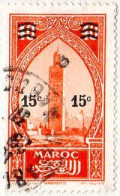 Maroc (Prot.Fr) Poste Obl Yv:124 Mi:87 Marrakech La Koutoubia (Beau Cachet Rond) - Used Stamps