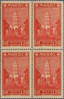 Maroc (Prot.Fr) Poste N** Yv:191 Mi:167 Salé Mosquée Bloc De 4 - Unused Stamps