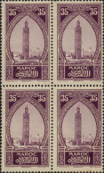 Maroc (Prot.Fr) Poste N** Yv:109b Mi:61b Marrakech La Koutoubia Bloc De 4 - Unused Stamps