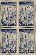 Maroc (Prot.Fr) Poste N* Yv:189 Mi:165 Fes Bloc De 4 (points De Rouille) - Unused Stamps