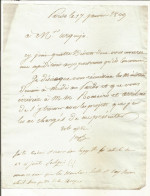 N°2045 ANCIENNE LETTRE DE JOSEPH BONAPARTE A URQUIJO DATE 17 JANVIER 1809 - Documenti Storici