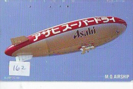 Télécarte JAPON * ZEPPELIN * Sport * (162) Hot Air Balloon * Heißluft Ballon * TELEFONKARTE JAPAN * ASAHI * M.O. AIRSHIP - Flugzeuge