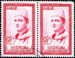 Maroc Poste Obl Yv: 367 Mi:413 Mohammed V Paire (cachet Rond) - Marokko (1956-...)