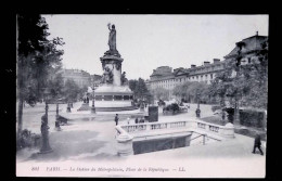 Cp, Chemin De Fer, La Station Du Métropolitain, 75, Paris, Place De La République, Vierge - U-Bahnen