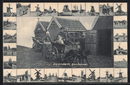 AK Volendam, Hundegespann Mit Familie, Windmühlen  - Dogs
