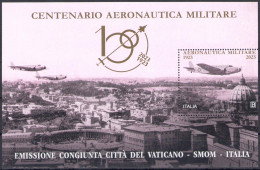 2023 Italia Centenario Aeronautica Militare - Foglietto - Nuovo, Emissione Congiunta Con Vaticano E Smom - MNH** - Blokken & Velletjes