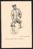 Künstler-AK Soldat Mit Krummen Beinen  - War 1914-18