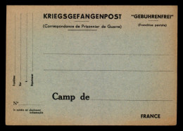 GUERRE 39/45 - KRIEGSGEFANGENENPOST - GEBUHRENFREI - CARTE PRISONNIERS DE GUERRE ALLEMANDS EN FRANCE - FORMAT 11 X 15.8 - Cartas & Documentos