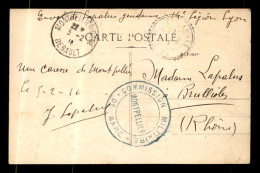 CACHET DE LA COMMISSION MILITAIRE DE LA GARE DE MONTPELLIER - 1. Weltkrieg 1914-1918