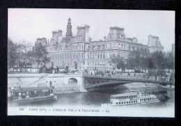 Cp,  75, Paris, L'hôtel De Ville Et Le Pont D'Arcole, Péniches, Vierge - Le Anse Della Senna