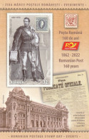 Romania 2022 - Romanian Postage Stamp Day , Romanian Post 160 Years , Bloc , MNH - Unused Stamps