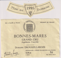 Etiket Etiquette - Vin Wijn - Bonnes Mares , Domaine Drouhin Laroze - 1995 - Autres & Non Classés