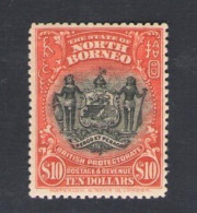 1911 North Borneo, Stanley Gibbons N. 183 - 10 $ Black And Brick-red - MLH* - Autres & Non Classés