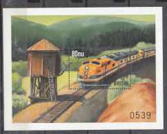 BHUTAN, 1999, TRAINS Of The WORLD, MS, MNH, (**) - Bhoutan