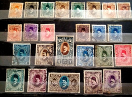 EGYPT 1927 , Rare Complete Set Of KING FUAD PORTRAIT, 25 Stamps, VF - Used Stamps