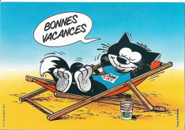 CHAT - BONNES VACANCES - Chat Dans Un Transat à La Plage - Katzen