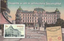 Romania 2023 - Architecture - Elegance And Style In Architecture Of Bucharest-Grand Hotel , Bloc , MNH - Nuovi