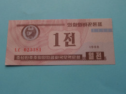 1 Chon - 1988 ( For Grade, Please See Photo ) UNC > North Korea ! - Corea Del Nord