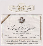 Etiket Etiquette - Vin Wijn - Clos De Vougeot - Gorgoloin - 1994 - Otros & Sin Clasificación