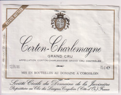 Etiket Etiquette - Vin Wijn - Corton Charlemagne - Gorgoloin - 1994 - Otros & Sin Clasificación