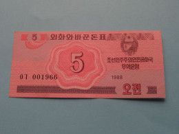 5 Chon - 1988 ( For Grade, Please See Photo ) UNC > North Korea ! - Korea, Noord