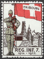Suisse /Schweiz/Switzerland // Vignette Militaire "Fribourg - Regt. Inf. 7 - 1914-1917" (2 Ex.) -  MLH  - Vignettes